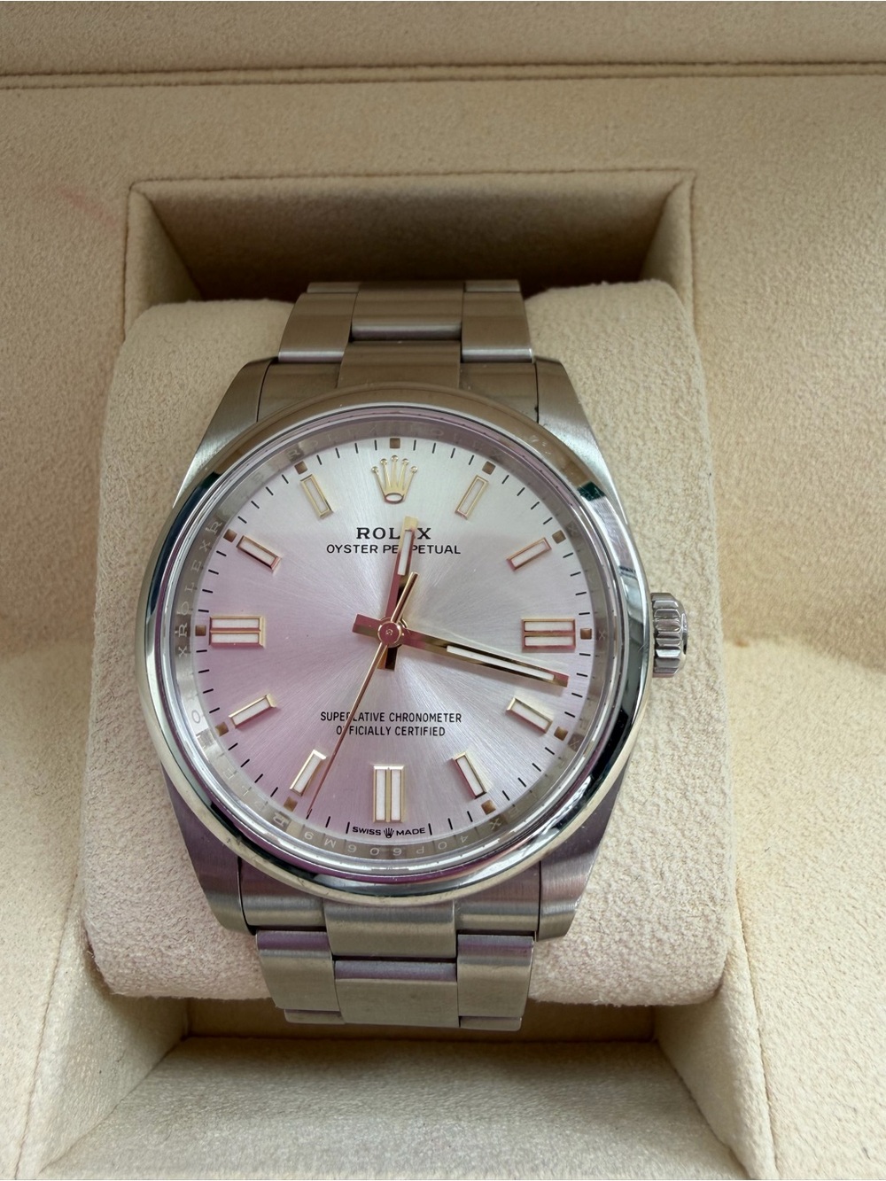 Rolex Oyster Perpetual Silver Dial Stainless Steel Watch Domino Pizza Series